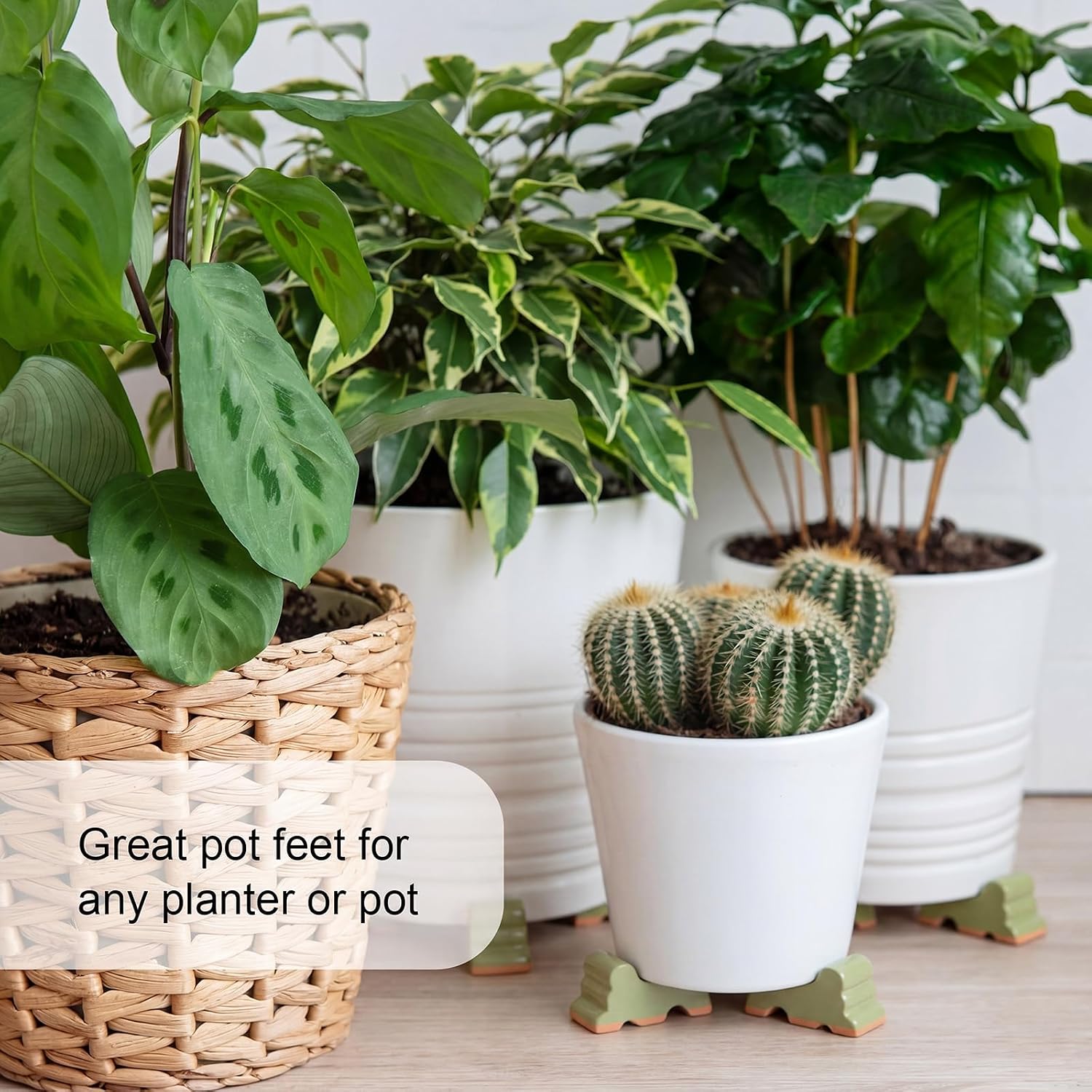 Kigeli 6 Pcs Resin Garden Pot Feet for Outdoor Planters 3 Inch Long 1.5 Inch Tall Flower Handmade Elevator Plant Feet