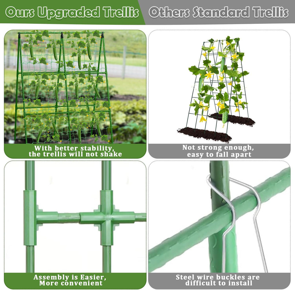 2 Packs Cucumber Trellis for Raised Beds, 31 X 47 Inch Adjustable Size A-Frame Garden Trellis for Climbing Plant