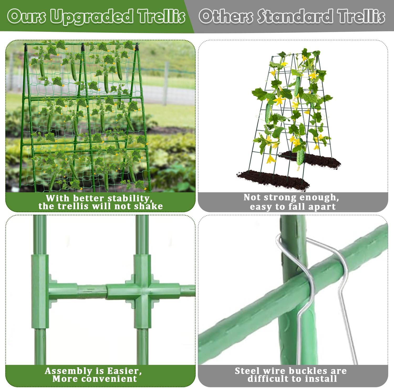 2 Packs Cucumber Trellis for Raised Beds, 31 X 47 Inch Adjustable Size A-Frame Garden Trellis for Climbing Plant