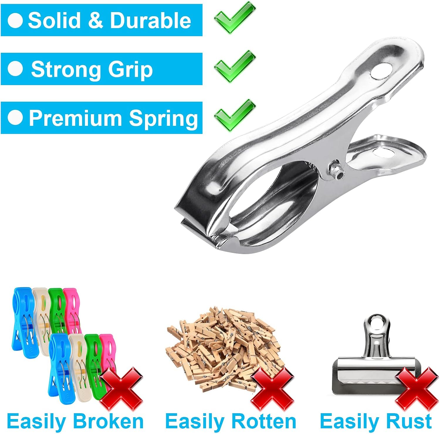 200PCS Greenhouse Clamps for Plants, Stainless Steel Clips for Netting, Strong Grip to Hold Down Shade Cloth or Plant