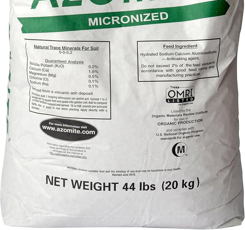 Azomite Raw Supply Organic Trace Mineral Powder 44LB Micronized, White