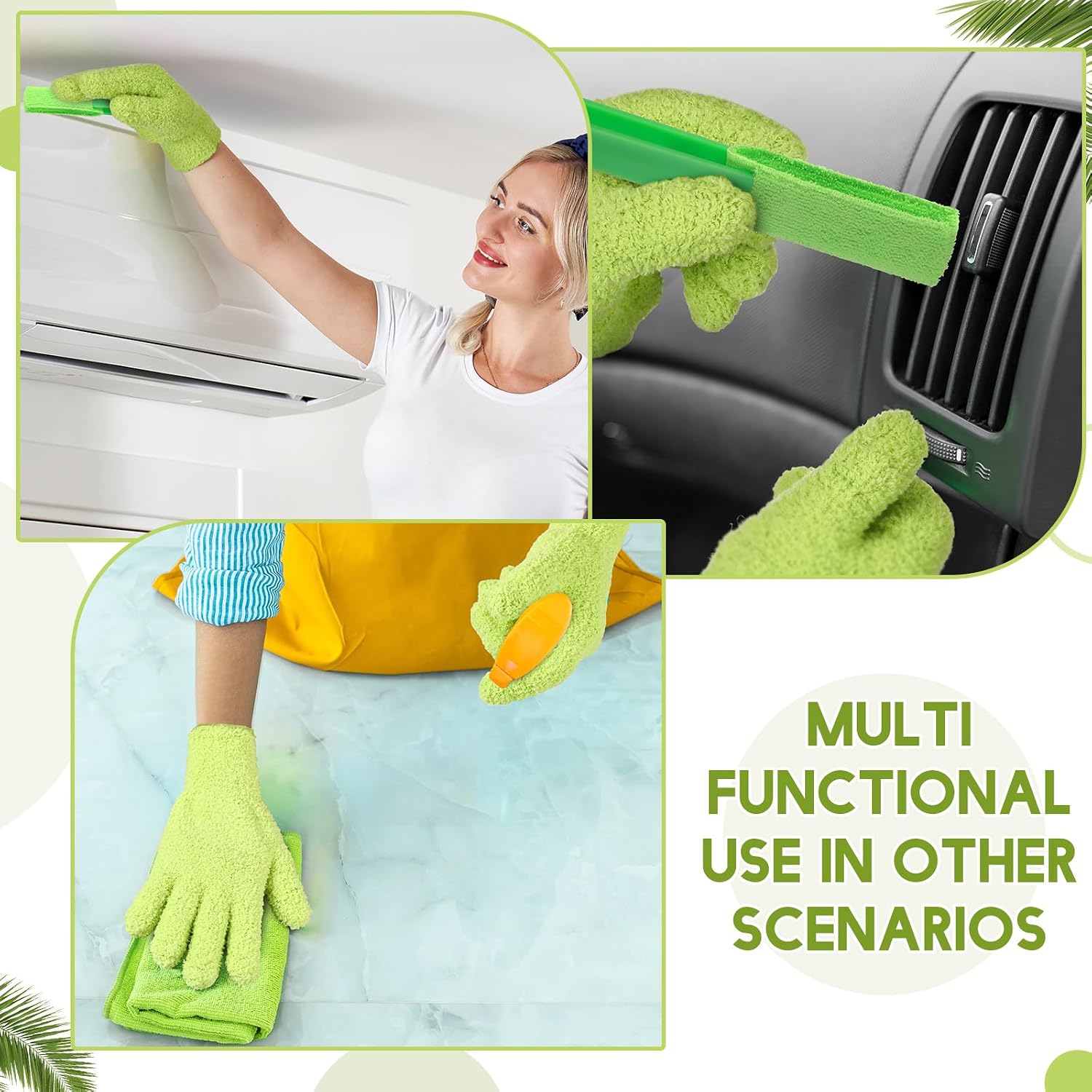 20 Pcs Plants Cleaning Set Include 1 Pair Dusting Gloves 14 Based Wipes 1 Leaf Cleaning Tong with 3 Removable