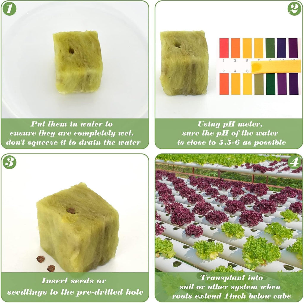 Halatool 1.2 in Rockwool Cubes for Hydroponics, 144 Plugs Seed Starter Cube | High Germination Rate for Vegetables &