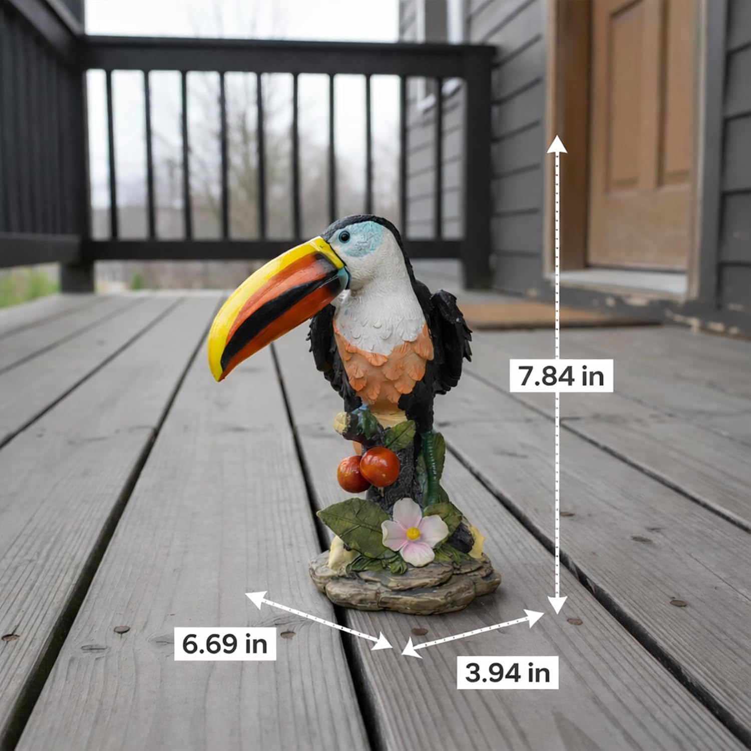Outdoor Toucan Statue for Garden, Yard & Flower Bed Decor | Weather-Resistant Resin, Toucan Figurine Adds Farmhouse