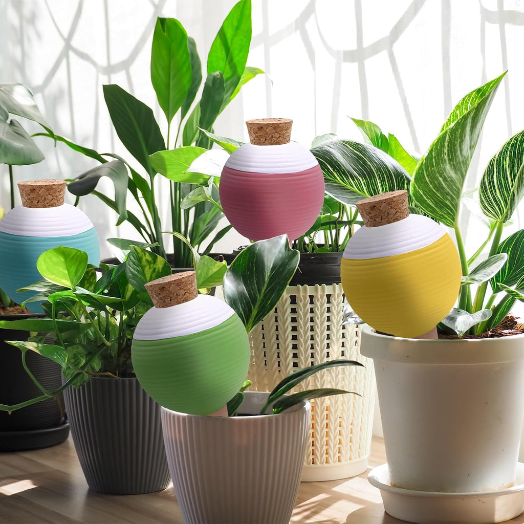 4PCS Plant Watering Globes, Large Terracotta Automatic Watering Stake | Plant Watering Devices with Wooden Stopper for
