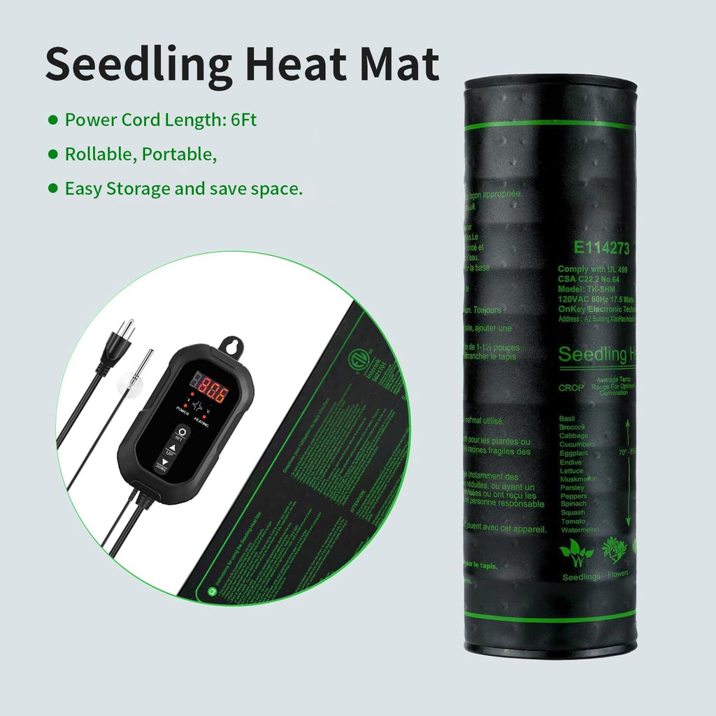 20"x20" Durable Seedling Heat Mat with Thermostat Controller | Durable Waterproof Hydroponic Heating Pad with ETL