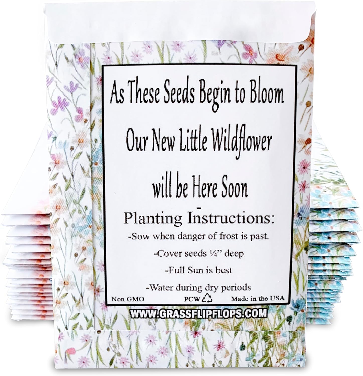 25 Wildflower Seed Packets - Baby Shower Favors for Guests - Gender Reveal Party Supplies - Wild Flower Seeds Throw and