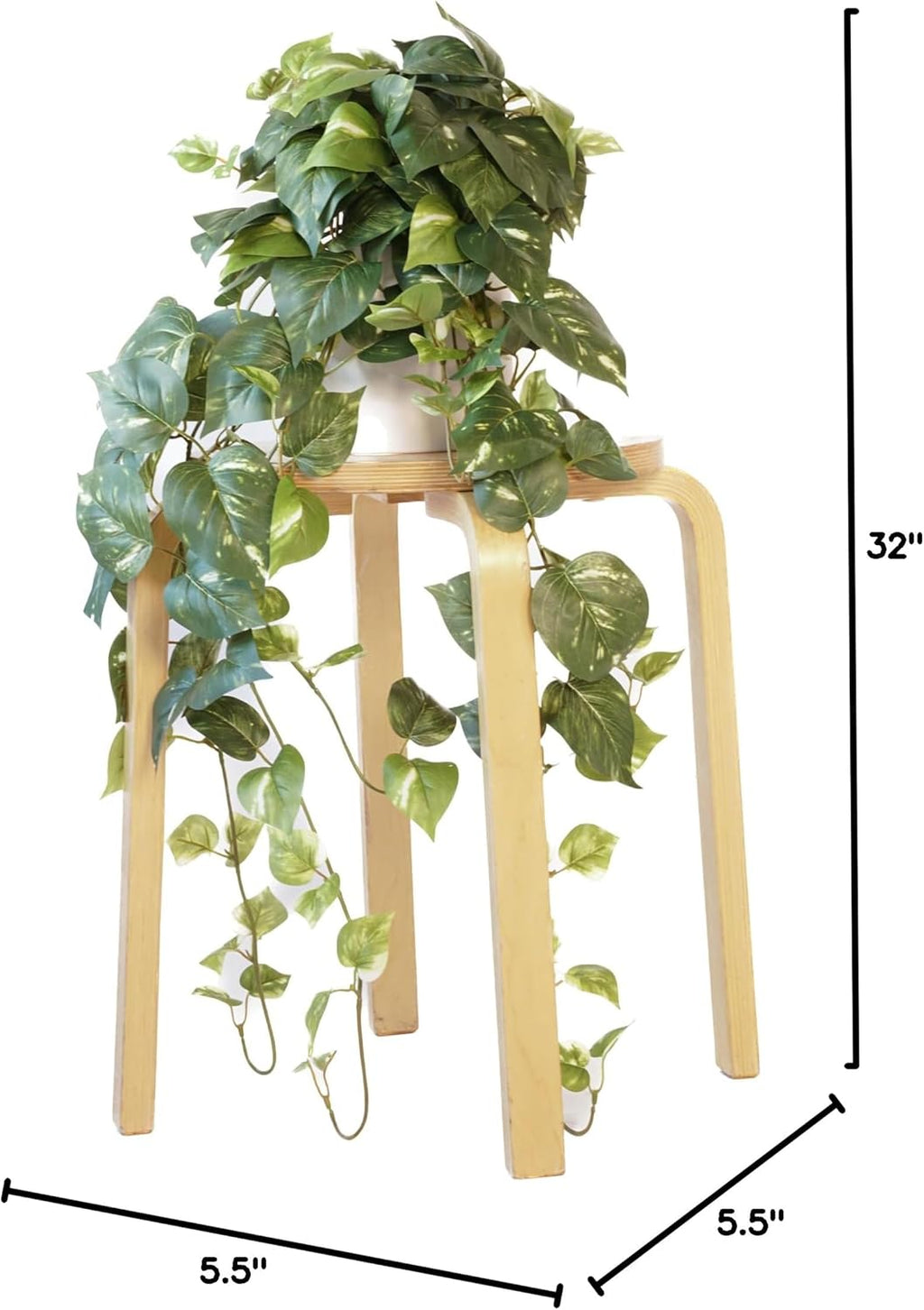 Retrograde 32" Fake Plant, Silk Faux Pothos Ivy Plant (Variegated) | Removable Pot Included, Realistic Silk Fake Plants