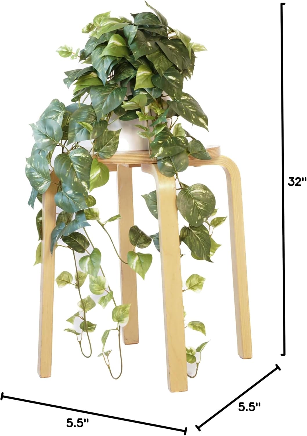 Retrograde 32" Fake Plant, Silk Faux Pothos Ivy Plant (Variegated) | Removable Pot Included, Realistic Silk Fake Plants