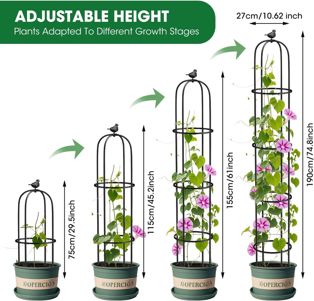 2PCS Garden Obelisk Trellis for Climbing Plants Outdoor, 6.2 ft Tall Trellis for Roses Clematis Jasmine Ivy Flower