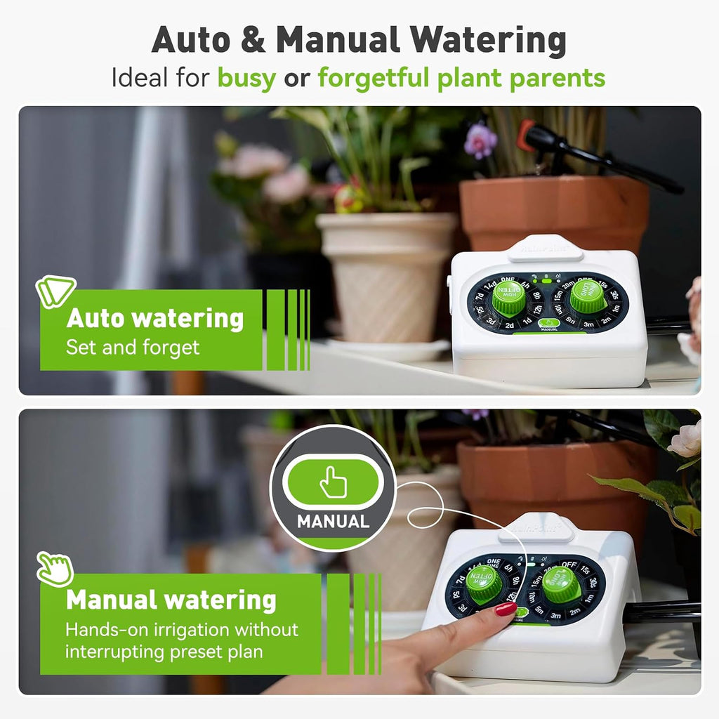 RAINPOINT Easy-Setup Automatic Plant Waterer Indoor for Pot Plant Adjustable Water Output,Battery Powered Outdoor IP54