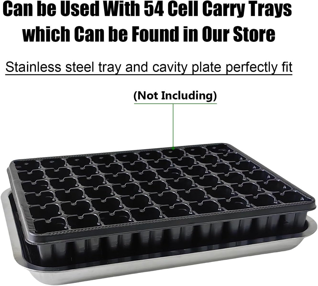 Stainless Metal Trays, Stainless Steel Seed Starter Carry Tray Fit 54 Cell Plug Tray, Nursery Seedling Pots Water