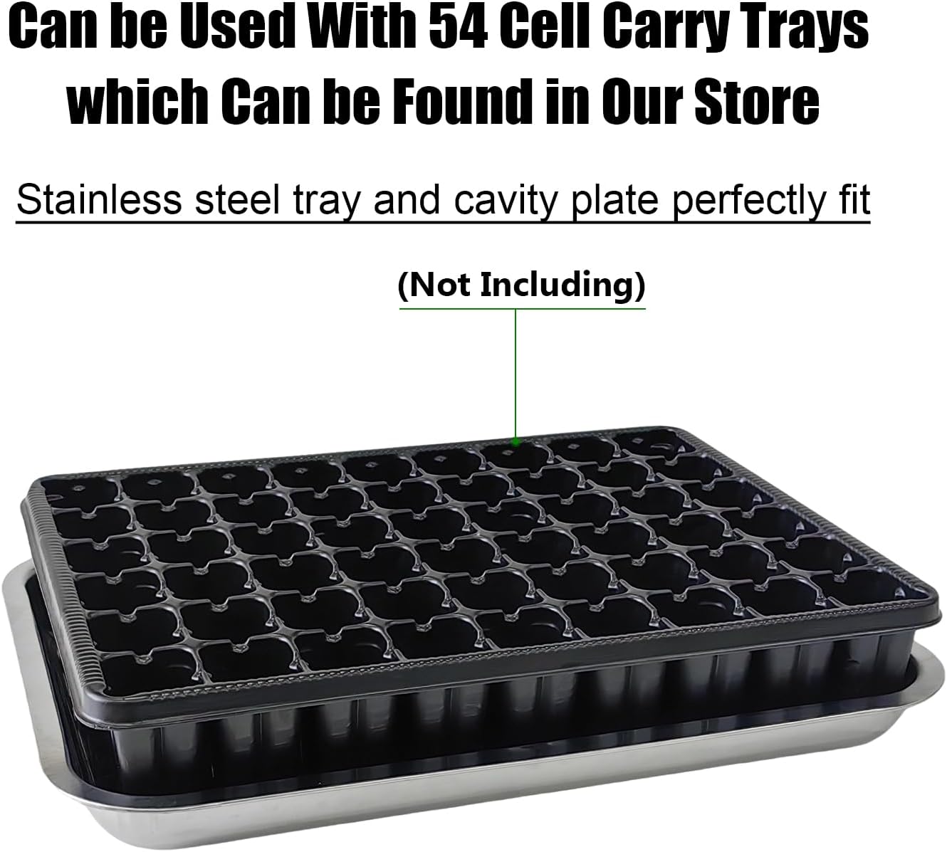 Stainless Metal Trays, Stainless Steel Seed Starter Carry Tray Fit 54 Cell Plug Tray, Nursery Seedling Pots Water