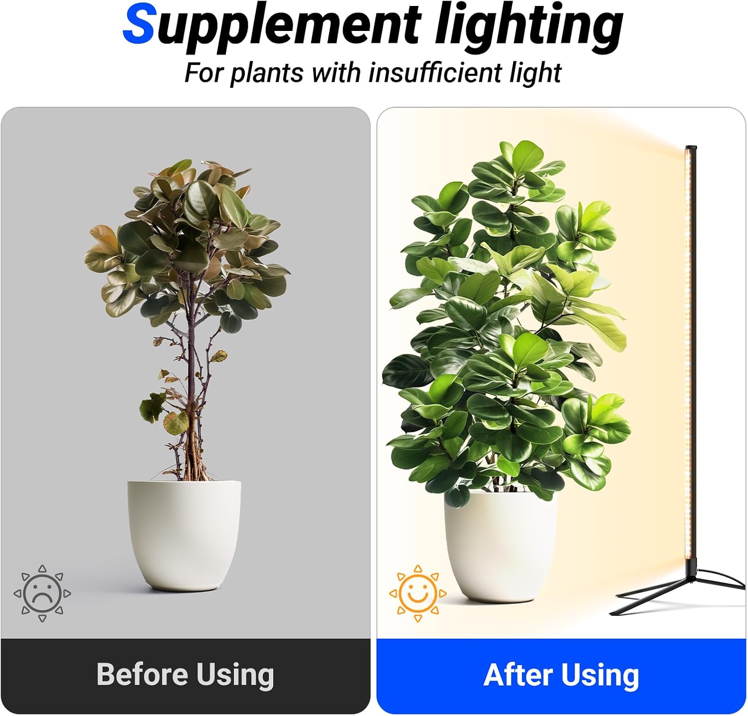 Barrina T10 Vertical Grow Light, 4FT 42W, Full Spectrum, High PPFD | Grow Lights for Indoor Plants, Standing Side