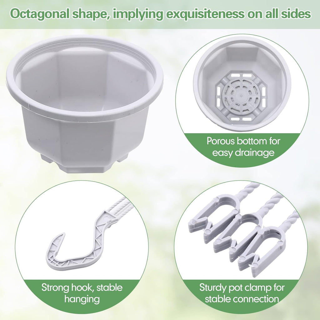 Roshtia 24 Pcs Hanging Plastic Planter Pot with Hook Flower Pots Baskets Hanging Nursery Planter Holder for Outdoor