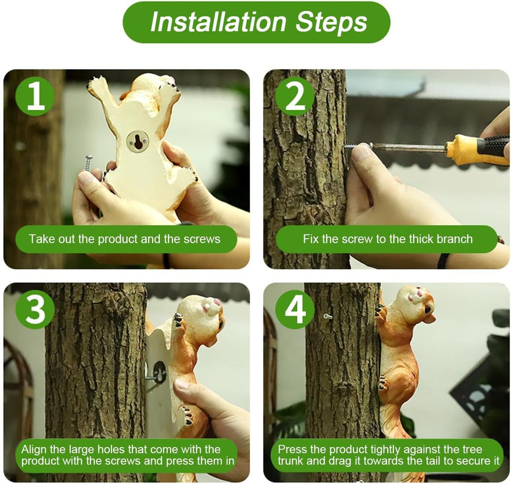 Squirrel Garden Statue Outdoor Decor, 13.8''(L)Resin Squirrel Figurine | Resin Squirrels Sculpture Decoration for Yard