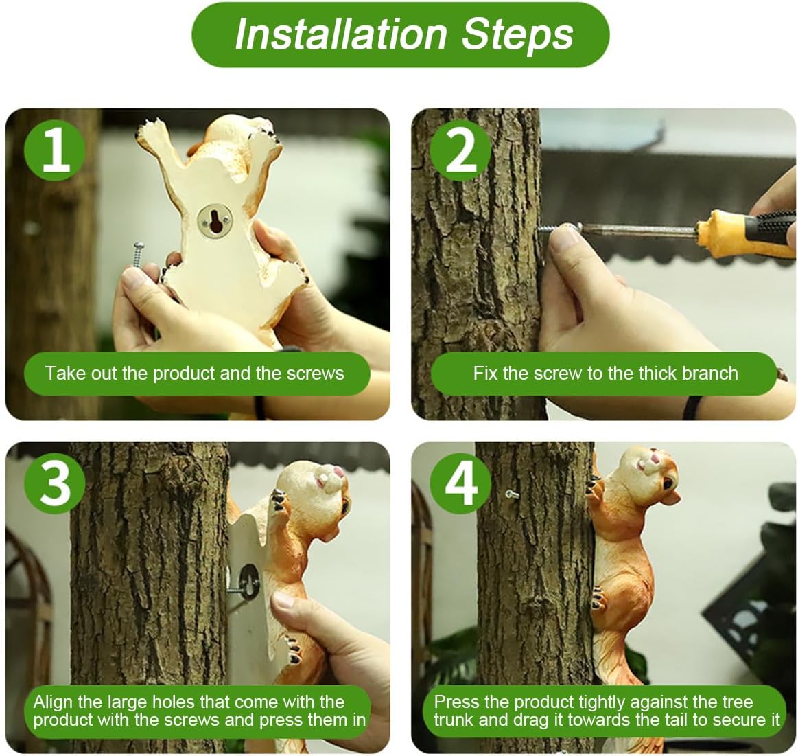 Squirrel Garden Statue Outdoor Decor, 13.8''(L)Resin Squirrel Figurine | Resin Squirrels Sculpture Decoration for Yard