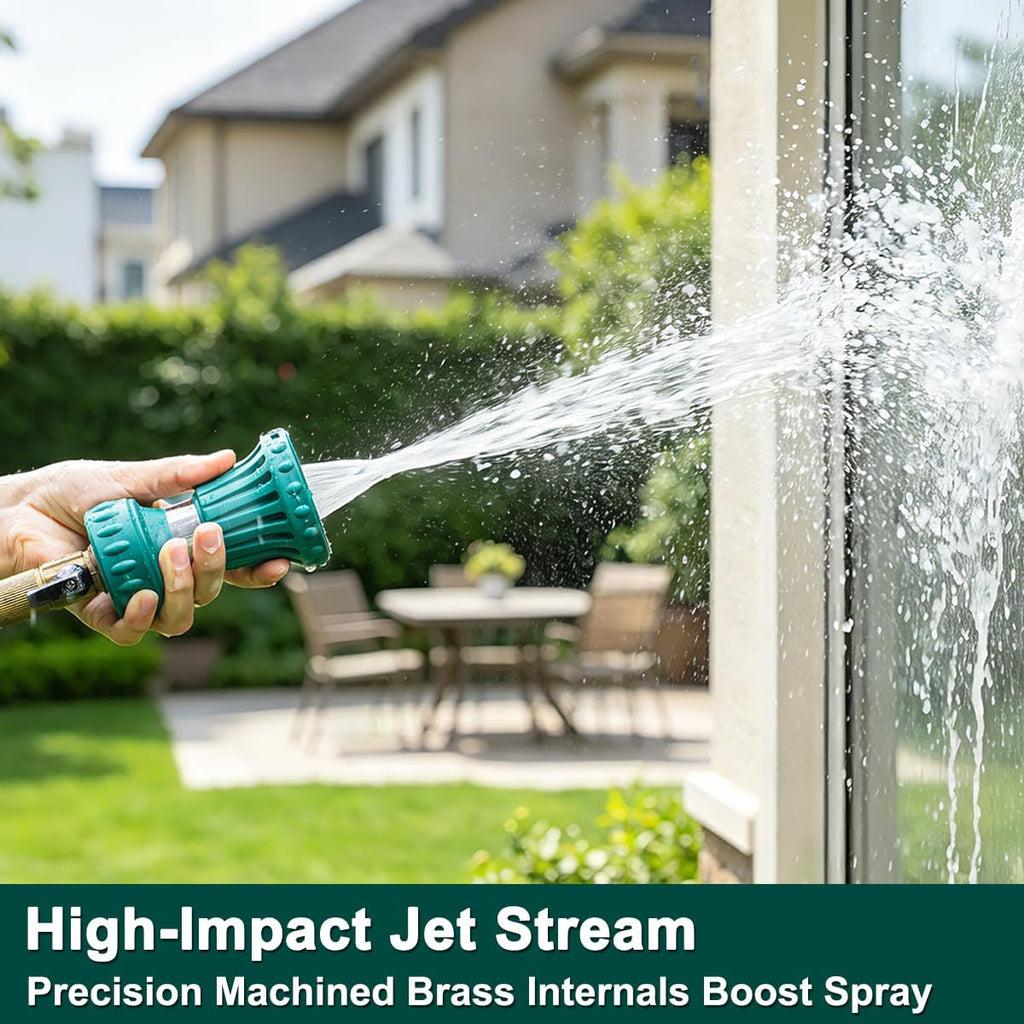 FANHAO Fireman Style Hose Sprayer Nozzle, High Pressure Adjustable Sprayer | Rustproof Metal, Step-less Spray Adjust