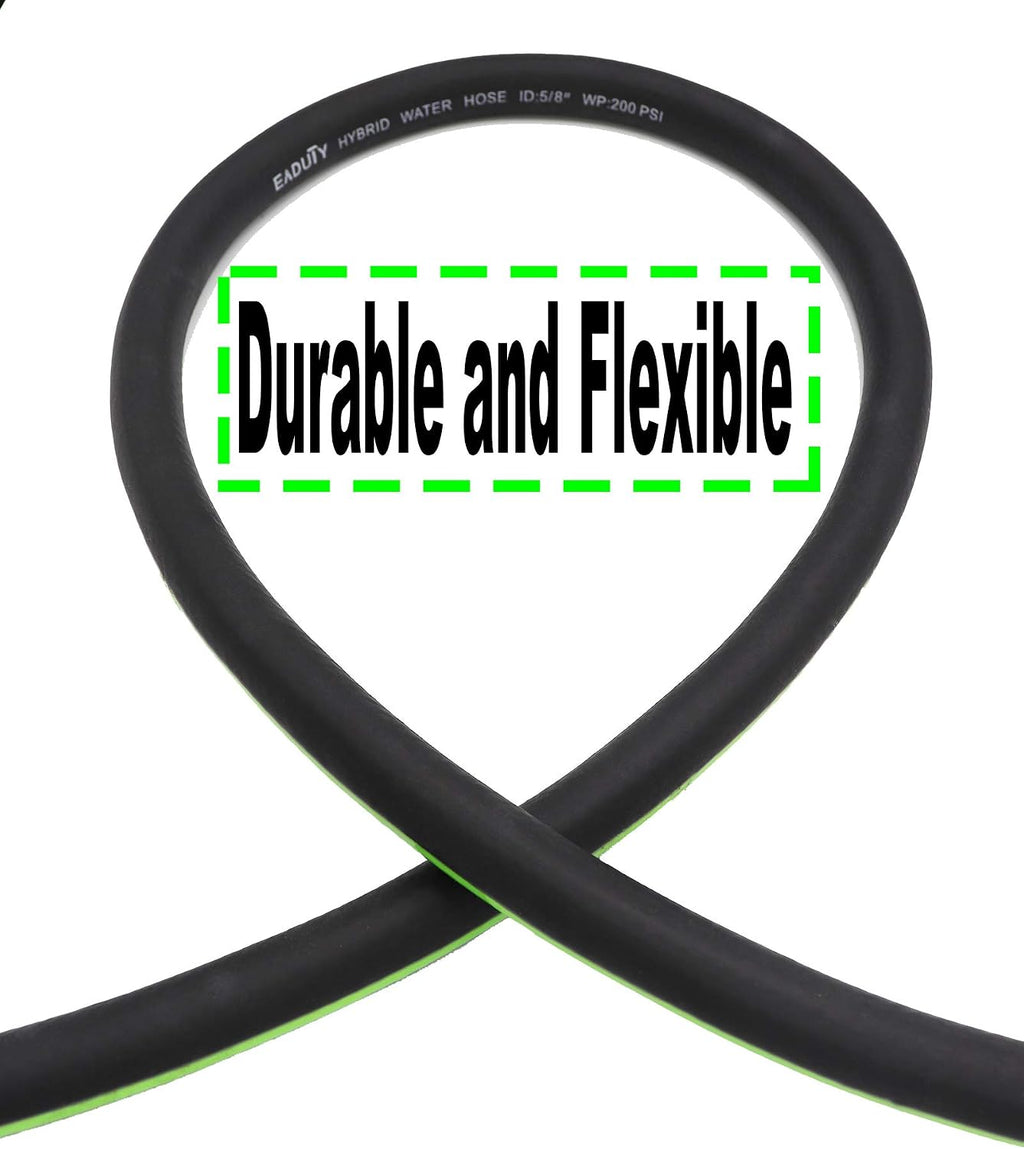Hybrid Garden Hose 5/8 IN. x 50 FT, Heavy Duty, Lightweight, Flexible with Rotatable Grip Handle and Solid Brass