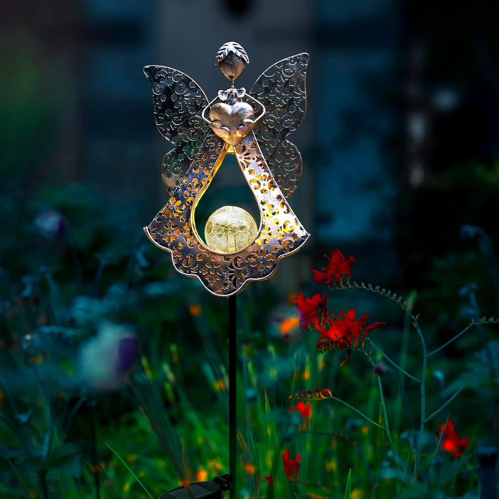 LEDs Solar Stake Lights for Garden Metal Warm White, Memorial Gift - Perfect as Remembrance & Sympathy Gifts