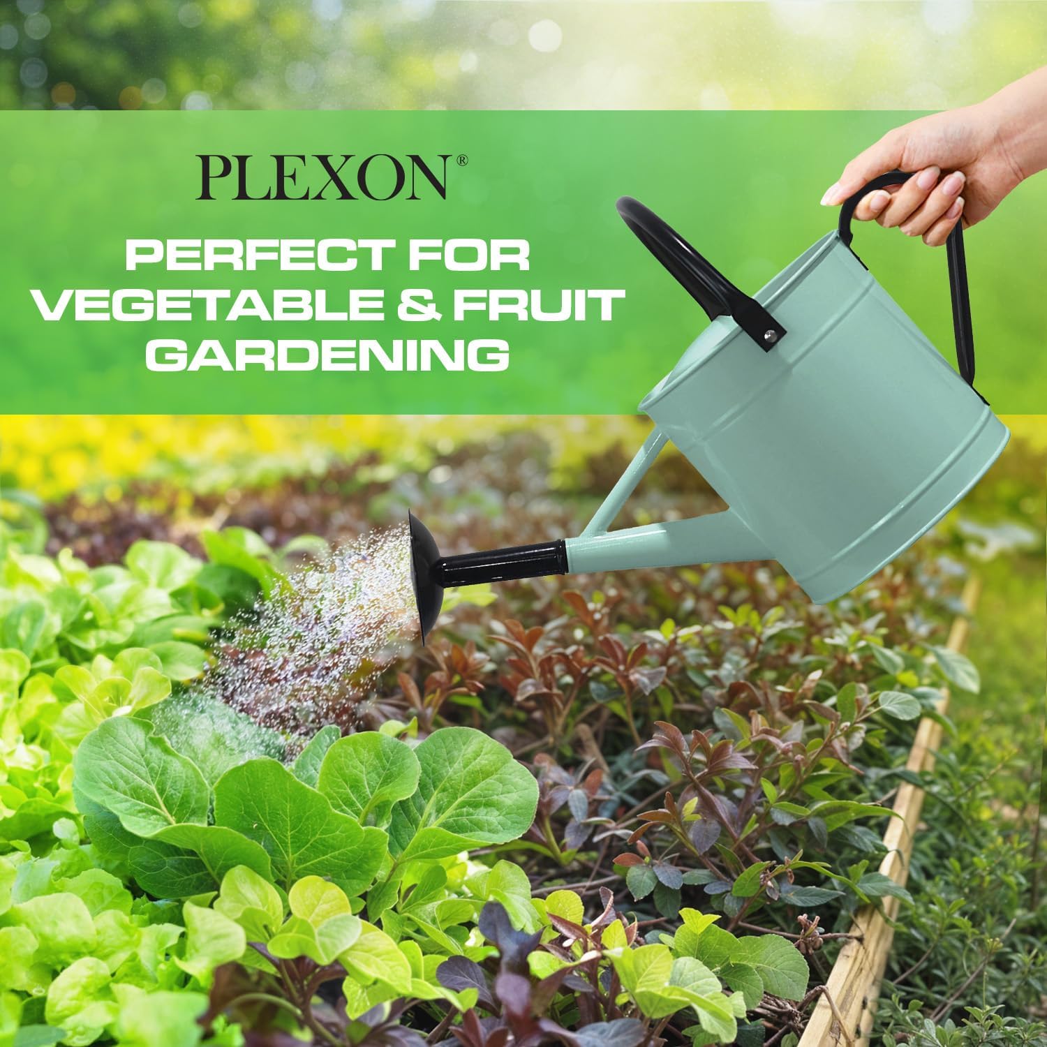 Plexon Metal Watering Can Outdoor 1 Gallon, Flower Plant Gardening Garden Large Watering Can Pot, Black Galvanized
