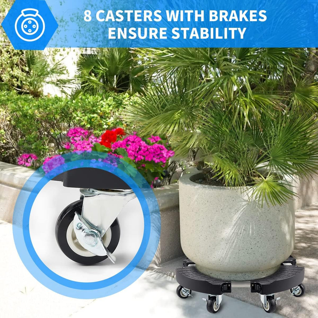 TreeGun Plant Caddy with Wheels Heavy Duty with 8 Lockable Casters, Rolling Plant Stand Adjustable for 8 inch-22 inch