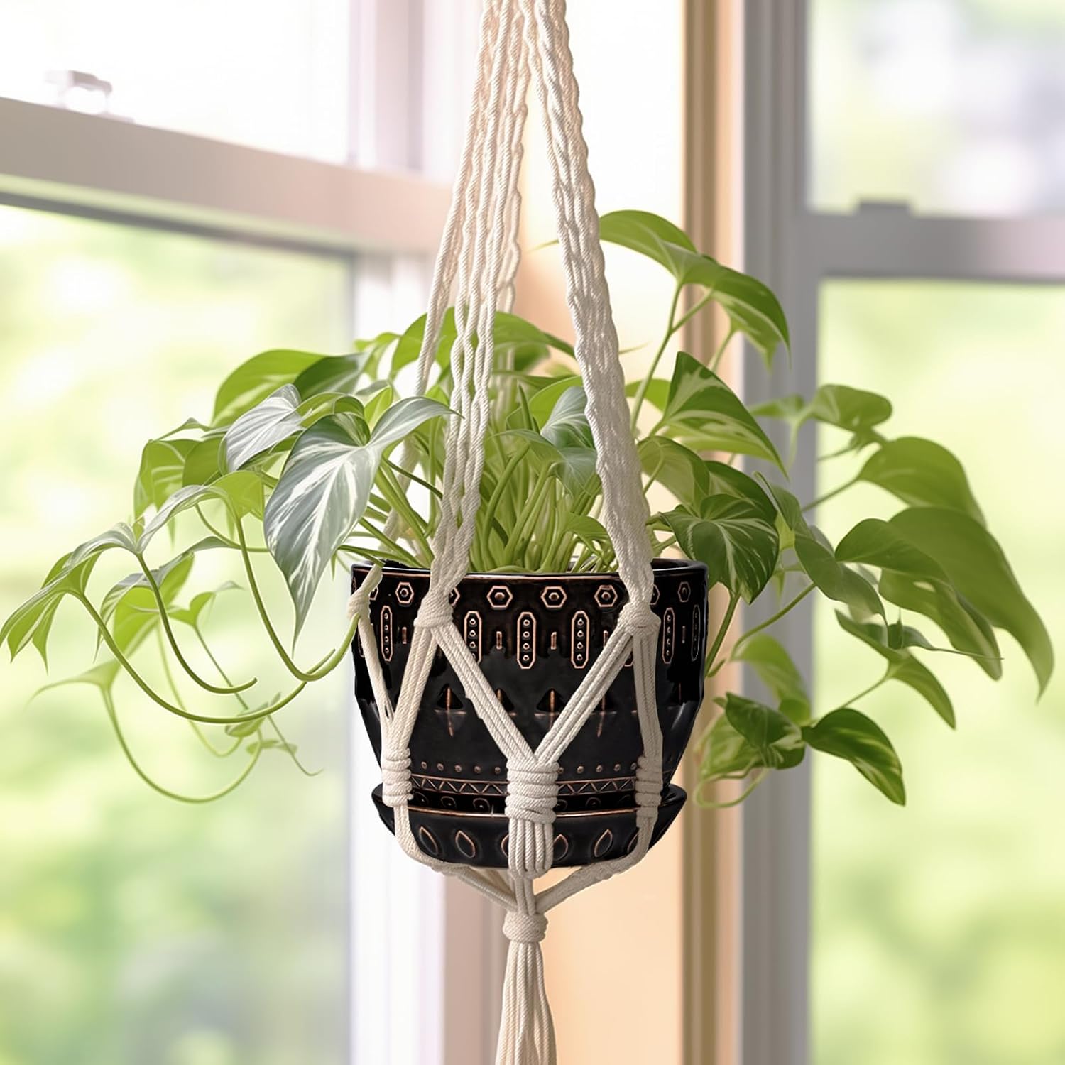 G EPGardening Ceramic Pot for Plants 5.5 Inch - Ceramic Plant Pot Indoor with Drainage Hole and Saucer, Round Boho