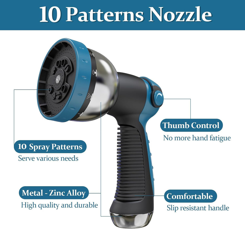 Garden Hose 50 ft, Made of TPE (BetterThan PVC/Hybrid Polymer), Lightweight yet Durable Water Hose with Ergonomic Grip