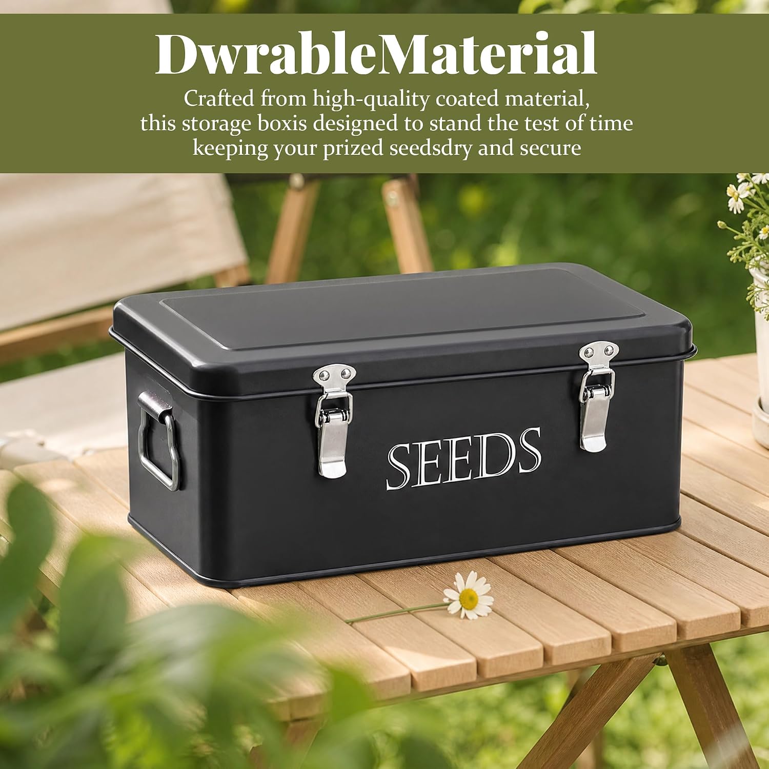 Ecopark Seed Storage Box, Professional All-in-one Kit | with 2 Pens, 20 Plant Labels and 50 Seed Envelopes, Metal