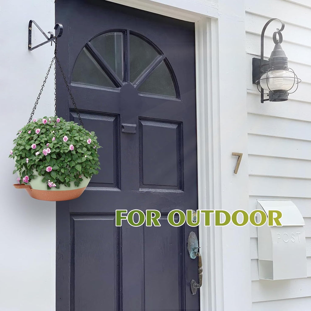 Hanging Planters, Self Watering, Green 12 Inch 2 Pack with Drainage | Indoor Outdoor Use, Removable Drainage Tray