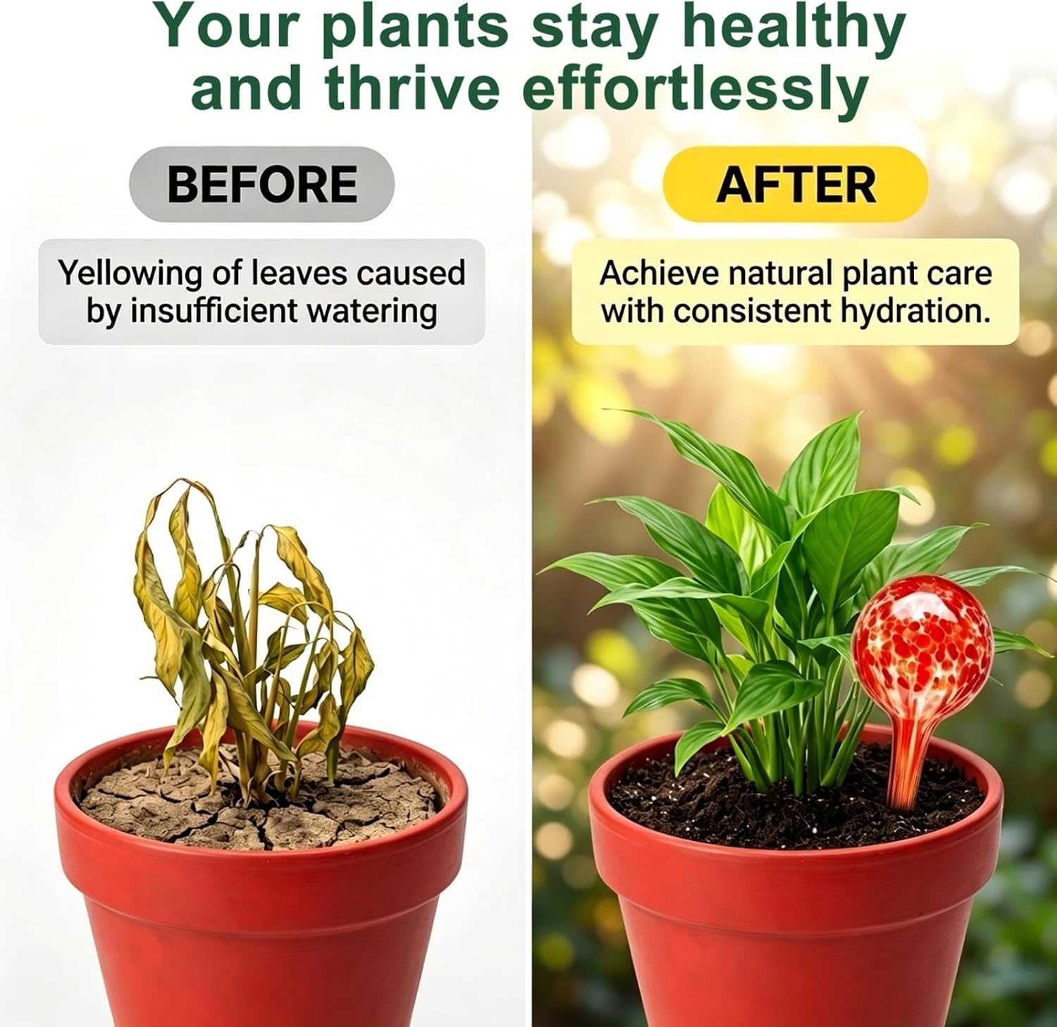 Self Watering Globes,6 Pack Plant Watering Globes,Plant Water Bulbs | Glass Automatic Auto Plant Water Bulbs for Indoor