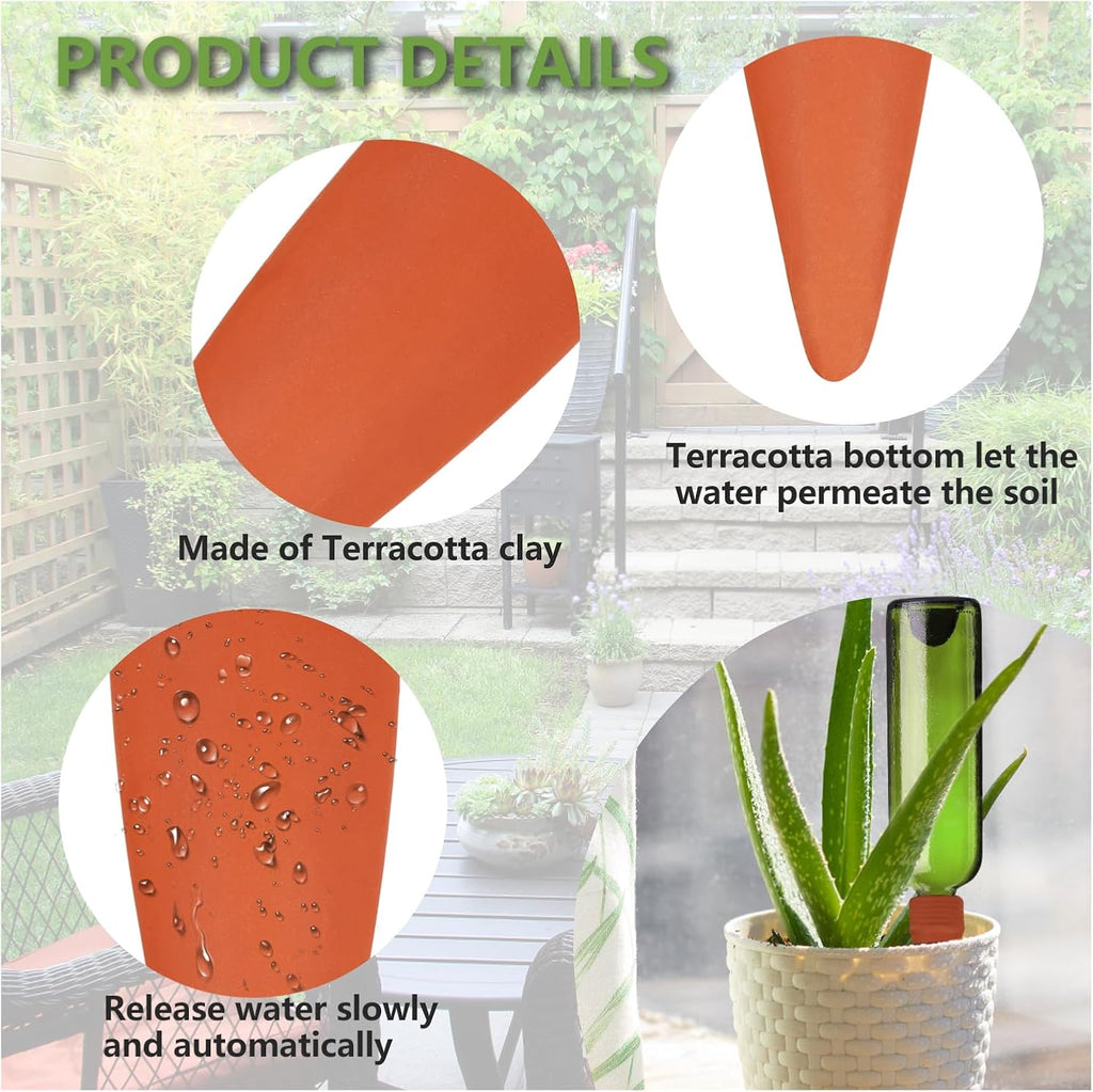 Joyeee Plant Watering Stakes, 8pcs Terracotta Self Watering Spikes Plant Watering Devices for Wine Bottles Vacation
