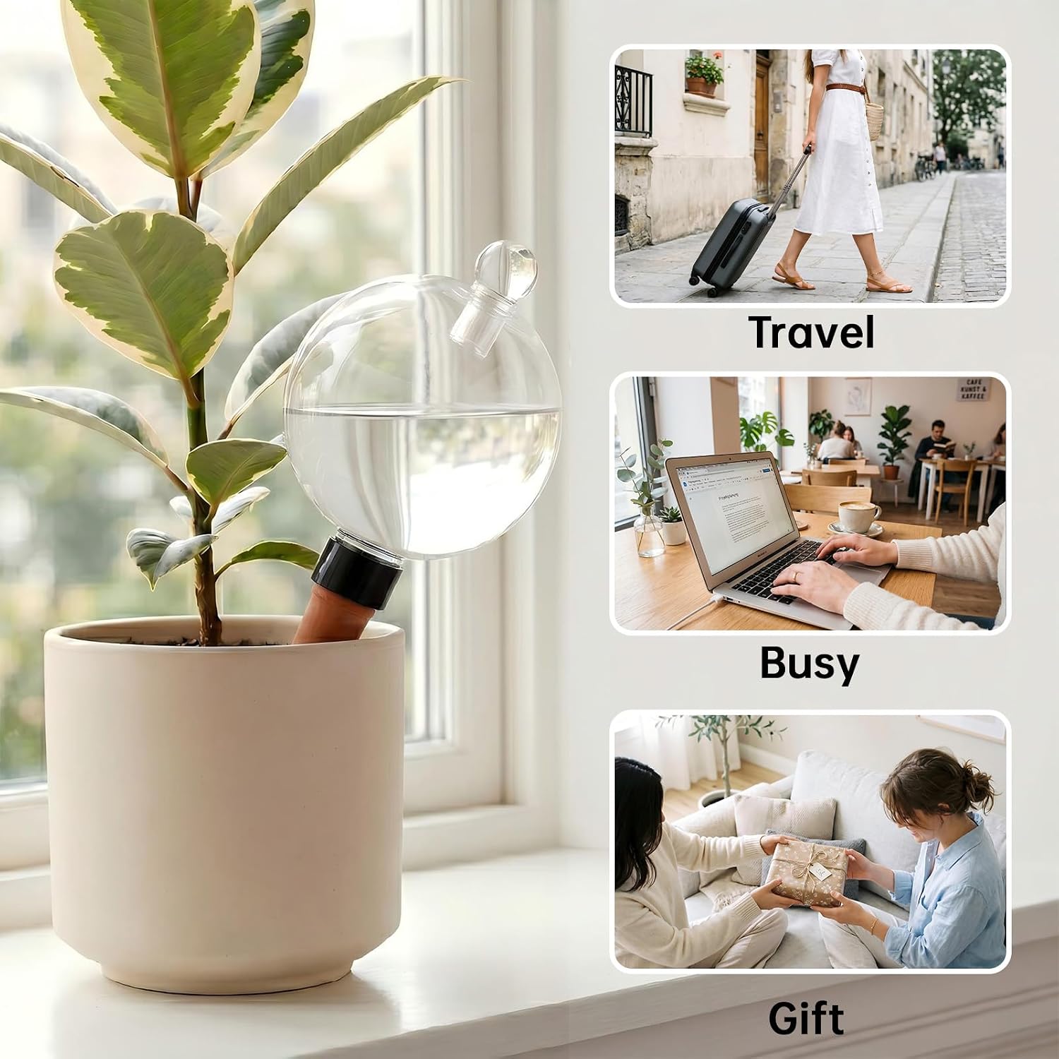 EX-Large Plant Watering Globes with Cover 26oz Top Fill Plastic Water Bulbs Self Watering Planter Inser, Slow Release