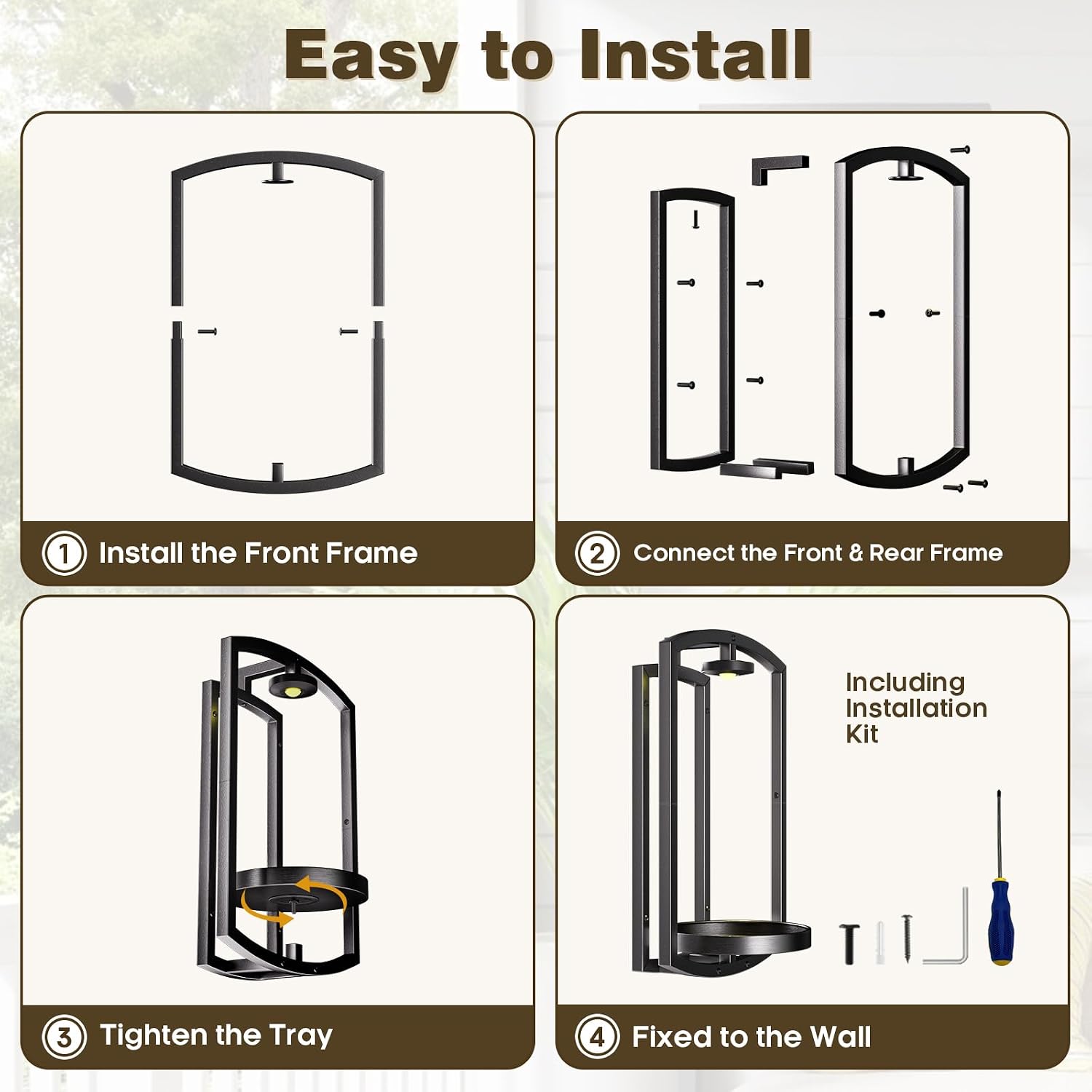 Aisdan Wall Plant Holder, Wall Planters for Indoor Plants with Wireless Remote Lights, Frame Plant Wall Shelves Wall
