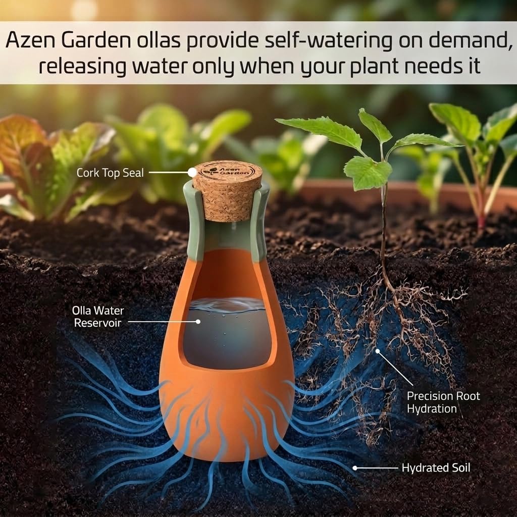 Ollas Plant Watering Globes - Terracotta Self Watering Planter Insert - Watering Bulbs for Indoor and Outdoor Plants