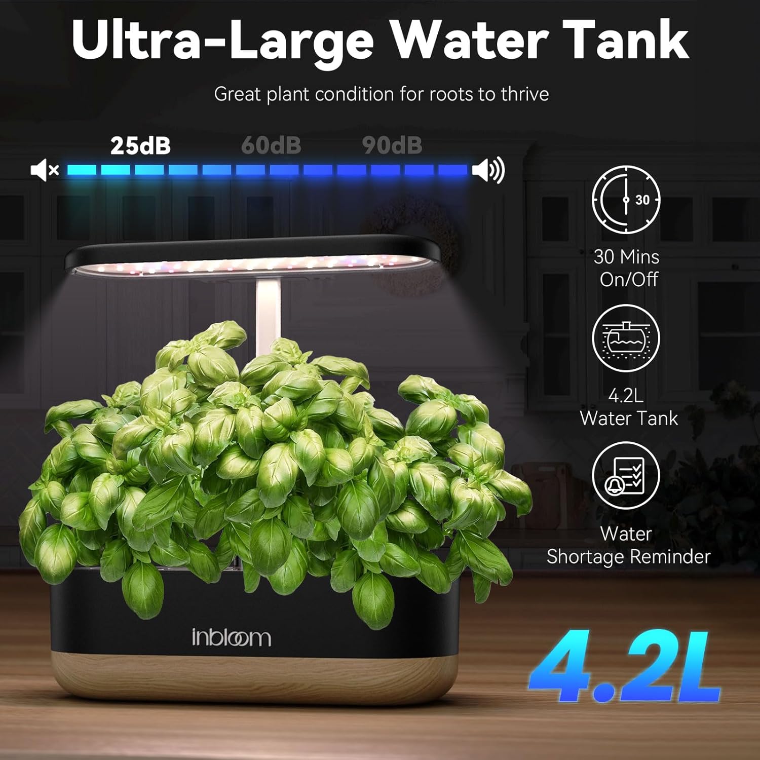 inbloom Hydroponics Growing System 12 Pods, Indoor Herb Garden with LEDs Full-Spectrum Plant Grow Light, Water Shortage