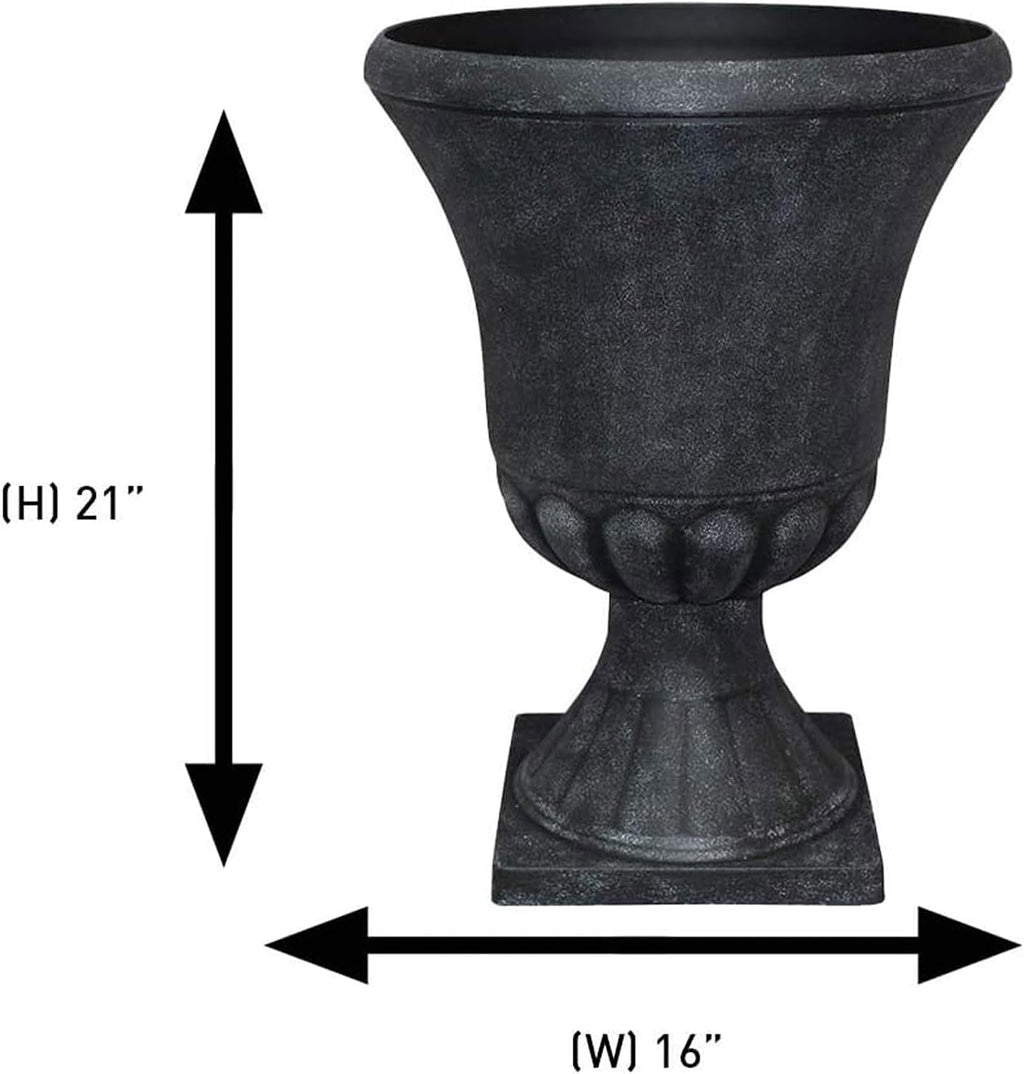 Southern Patio Winston 16 Inch x 21 Inch Urn Plastic Decorative Outdoor Planter Pot for Porch, Patio, or Garden with