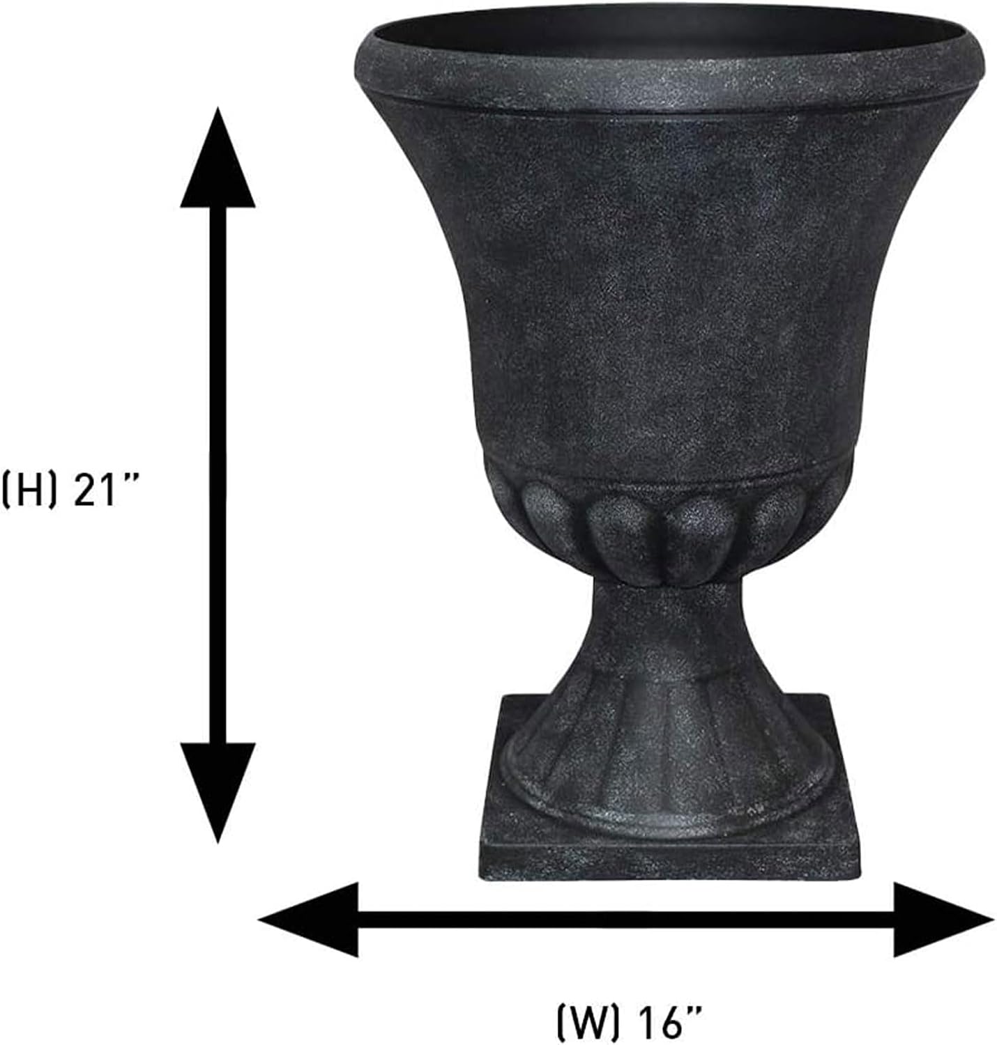 Southern Patio Winston 16 Inch x 21 Inch Urn Plastic Decorative Outdoor Planter Pot for Porch, Patio, or Garden with