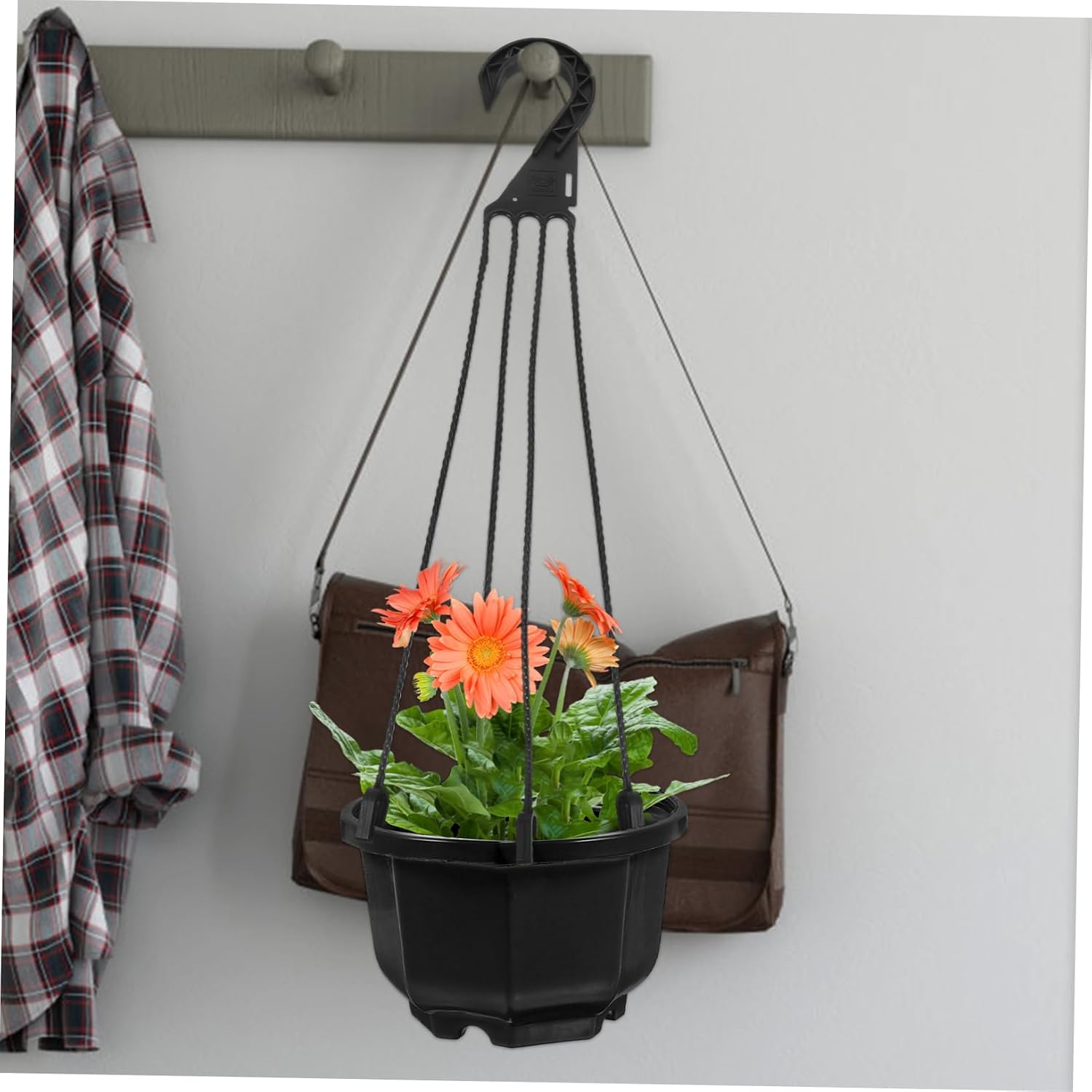 Healeved 5Pcs Plastic Plant Hangers Hanging Basket Hooks, 4 Prong Plant Pot Hangers for Balcony, Garden, Porch, and