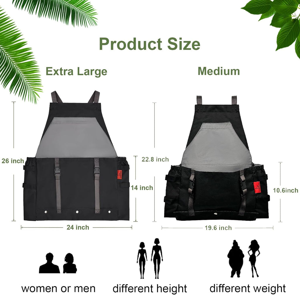 Gardening Apron Waterproof Cross Back Apron, Extra 600D Heavy Duty Apron Harvest and Large Quick Release Pockets