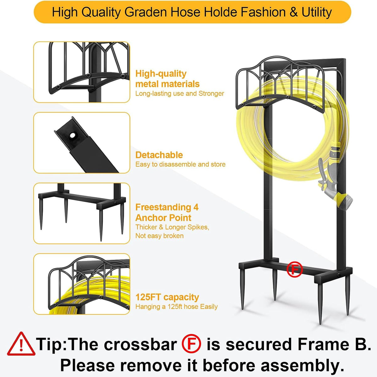 Garden Hose Holder,100ft Capacity Hose Reel for Outside | Upgraded Metal for Stronger and Stable,Heavy Duty Water Hose