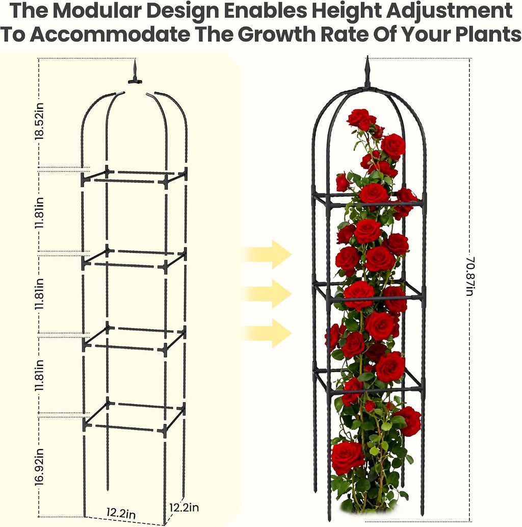 2 Pack 70.87" Garden Obelisk Trellis for Climbing Plants, Pyramid Design for Roses, Clematis, Jasmine, and Vegetable