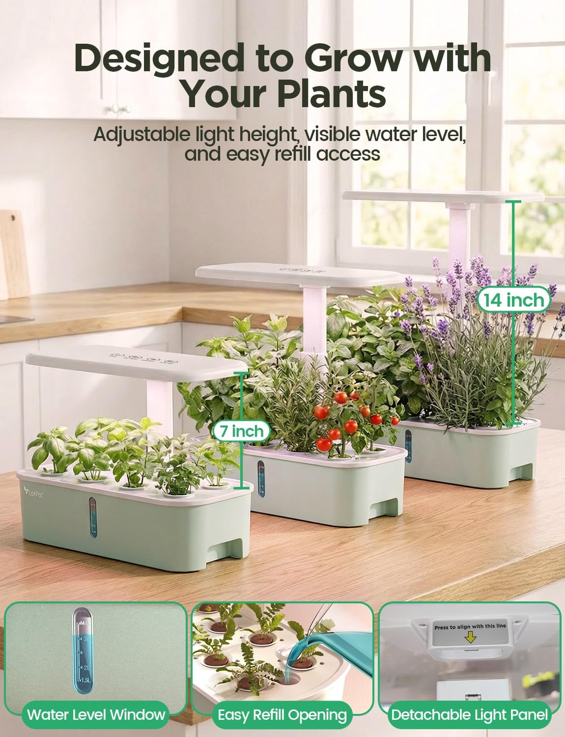 LetPot LPH-Air Hydroponics Growing System Kits, APP & WiFi Controlled Smart Indoor Garden with Adjustable 24W Grow
