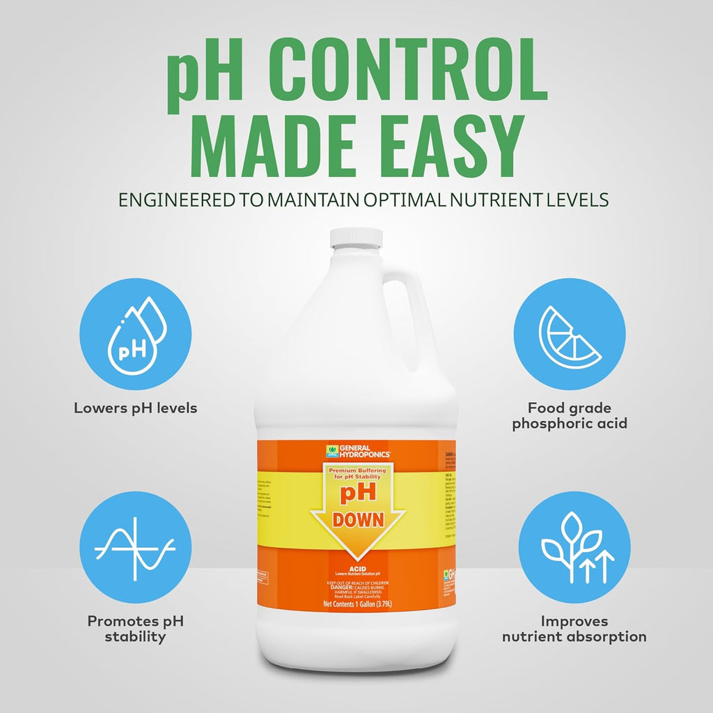 General Hydroponics pH Down Liquid Premium Buffering For pH Stability, 1-Gallon