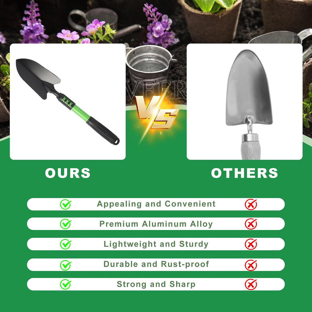 Garden Tools Set, 4 Pack Gardening Tools, Stainless Steel Heavy Duty Hand Cultivator, Hoes, Spade Shovel, for Planting