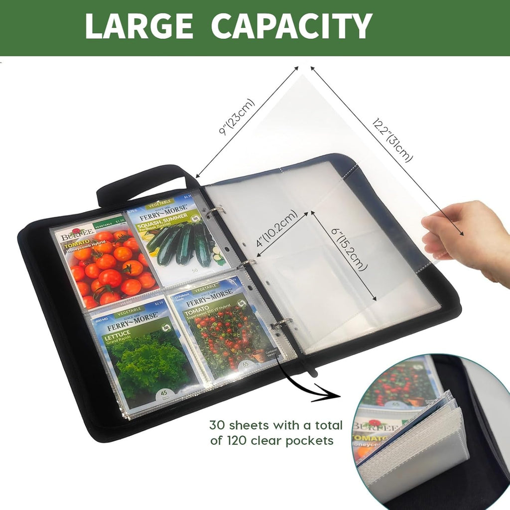 Zippered Seed Storage Organizer Binder with Handle