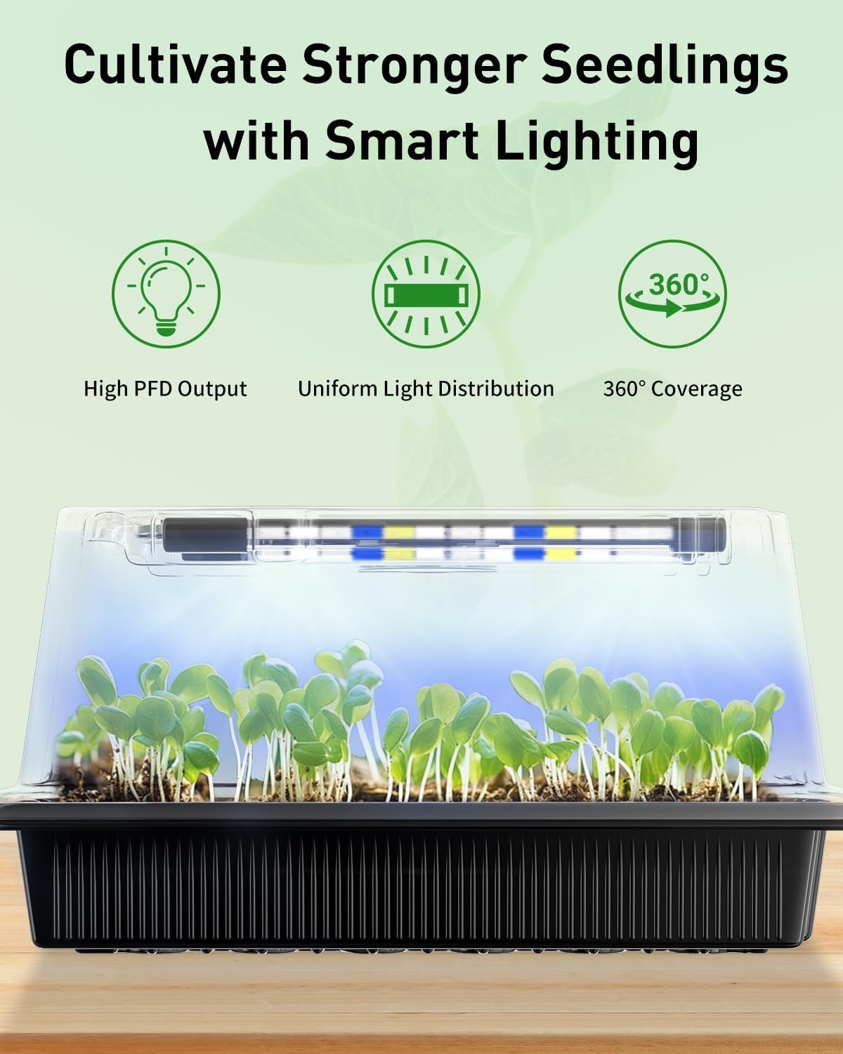 Pawfly Seed Starter Trays, 2 Pack 80 Cells Seed Starter Kit | Adjustable Grow Light Bars & 3.5" Humidity Domes, Seeding