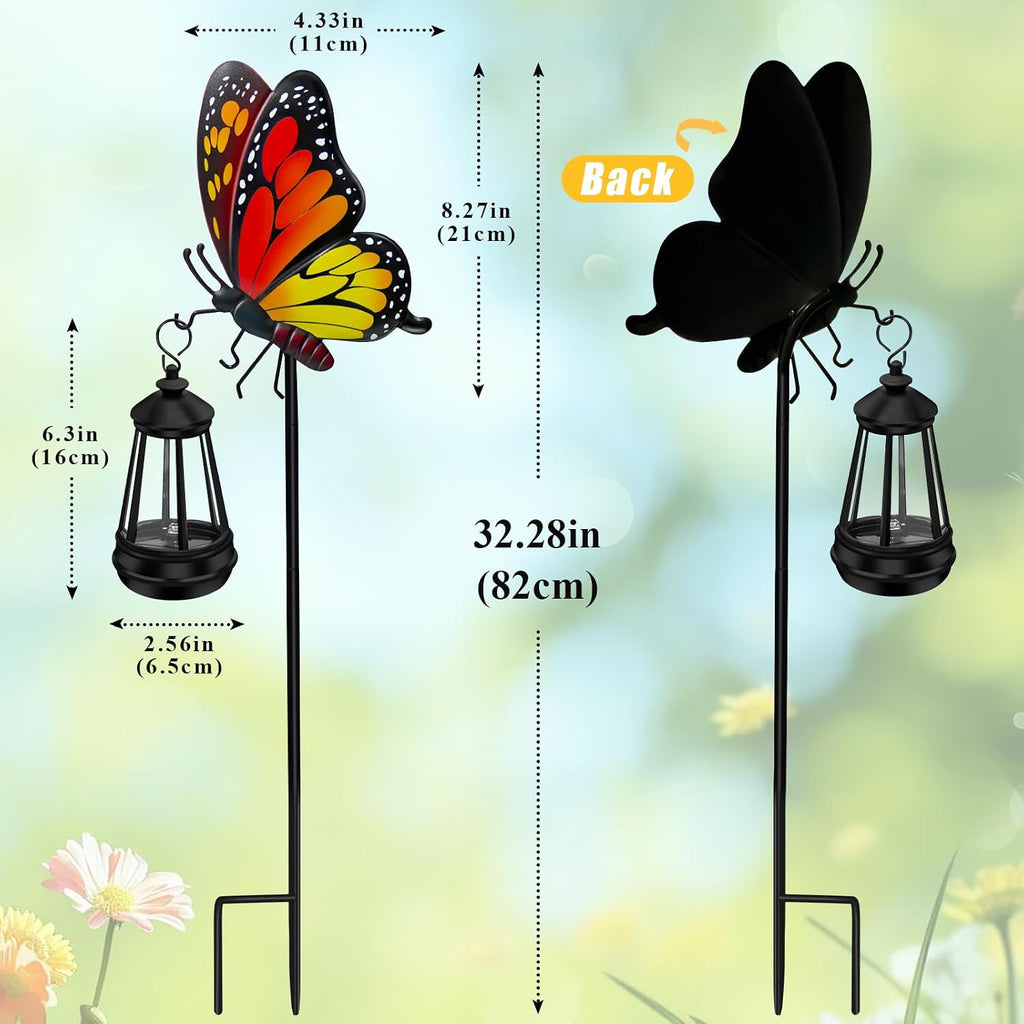EDOF Solar Lights Outdoor 32.28in Garden Butterfly Stakes with Solar Lights | Butterfly Garden Decor,Birthday Gifts for