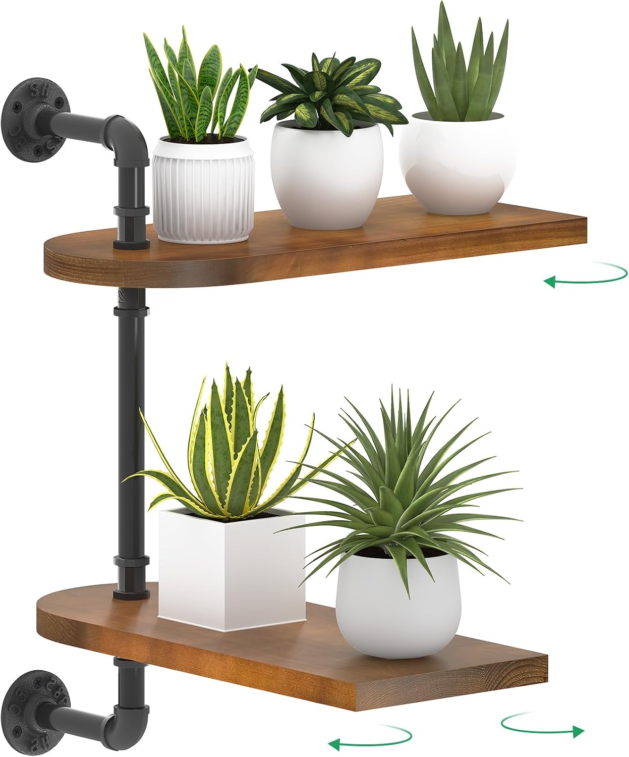 OtGalk 2-Tier Rotating Window Plant Shelf, Wooden Indoor Plant Stand | Rotating design provides optimal light exposure.