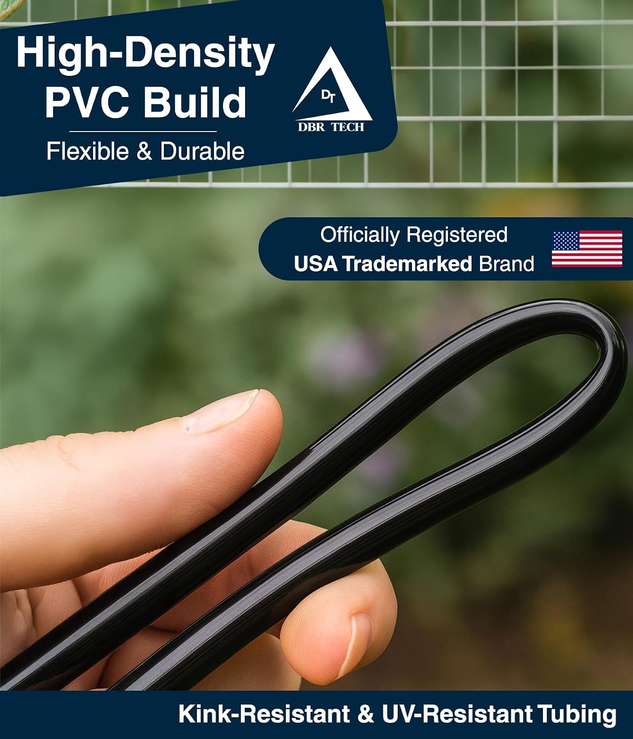 DBR Tech® 1/4 Drip Irrigation Tubing, 200 Feet, Flexible PVC Plastic Drip Irrigation Hose for Gardening, Misting